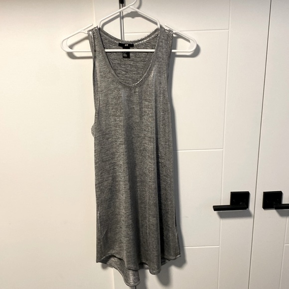 ⚫️ H&M ⚫️ silver metallic racer back dress - size small - Picture 1 of 3